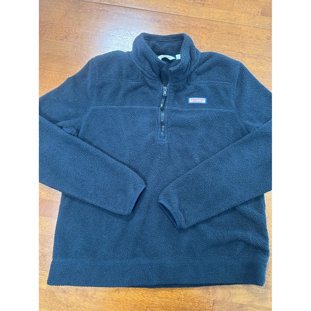 Vineyard Vines Fleece Pullover Mens Large Black Quarter Zip Sherpa Jacket
